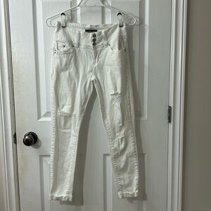White jeans With rips Tattoo stretch women’s size 5 used like new